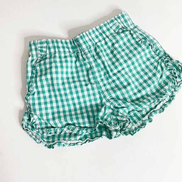 Crewcuts Size 8 Girls Green White Gingham Ruffle Shorts Pockets Pull-on - Picture 9 of 9